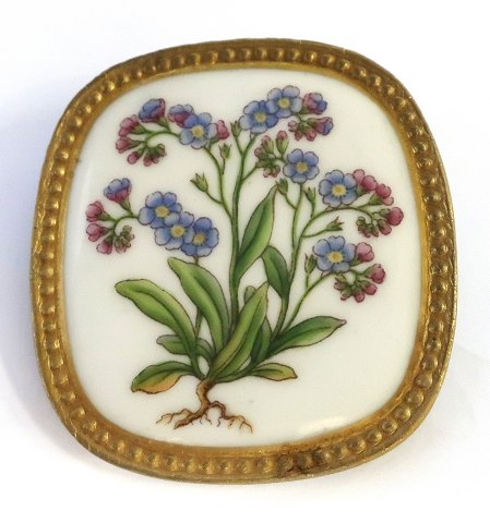 Royal Copenhagen. Flora Danica motiv. Broche / vedhæng med sølvbagside (925). Højde 4,8 cm. Bredde 4,5 cm.