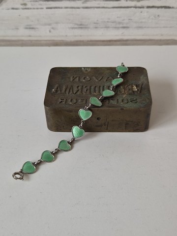 Volmer Bahner vintage hjerte barnearmbånd i sterlingsølv og grøn emalje