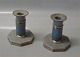 Royal Copenhagen Craquelé, (Crackelure)Candlestick light blue #458  458-3303 RC Grey candlestick with blue and gold 10.5 cm