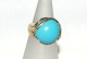 Gold ring with inlaid turquoise, 18 KaratSize: 53