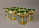 Set of 6 green glass decorated with flowers and gold.5000m2 showroom.