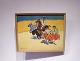 Watercolor with bull fighting motif signed Erik Larsen.5000m2 showroom.