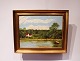 Oil painting of danish nature with gilded frame, signed EM 1915.5000m2 showroom.