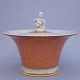 Royal porcelain, Royal Copenhagen; craquele jar with lit decorated with angel with a wand