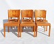 Set of Six Carpenter Dining Chairs - Different Types of Wood - Cognac colored elegance leather - 1950