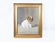 Oil painting with motif of puppy signed TN from 1944.5000m2 showroom.