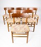 Sæt af seks Spisestuestole - Teak - Lyst Blomstret Stof - Dansk Design - 1960
