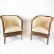 Set of two easy chairs with paper cord and upholstery with light fabric from the 1940s.5000m2 showroom.