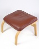 Stool - Model MH 101 - Light Oak Legs - Leather Cushion in Cognac - Mogens Hansen - 1960
