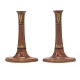 Pair of candlesticks with landscape motives. Germany circa 1840. H: 19,5cm