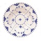 Set of five early Royal Copenhagen blue fluted full lace deep plates period 1870-90. D: 22cm