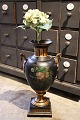 LARGE decorative 19th century iron vase with hand-painted floral motif and gold 
decorations.
H: 58cm...