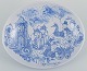 Bjørn Wiinblad, own workshop.Large oval ceramic bowl hand-painted in blue.