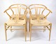 Set of Four Wishbone Chairs - Model CH24 - Beech & Paper Yarn - Hans J. Wegner - Carl Hansen & Son