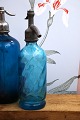 Decorative, rare French mini glass siphon from the early 1900s 
in turquoise blue...