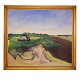 Jens Søndergaard, 1895-1957, oil on canvas. "Landscape" signed and dated 1952. Visible size: 117x129cm. With frame: 135x147cm