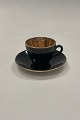 Aluminia Confetti Sort Kaffekop og underkop med guld