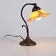 Osted Antik & Design præsenterer: Antik Skrivebordslampe i Smedejern med Gul Frostet Glasskærm i Art Nouveau Stil