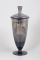 Tysk art deco glas lågurne med sølvindlæg.