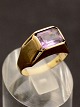 14 karat guld ring med rosa farvet sten