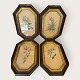 4 older floral motifs in wooden framestotal 600 DKK