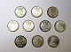 Danmark. Christian X. 10 styk sølv 10 øre. Sælges samlet