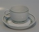 102 Cup and saucer 1.25 dl (305) Olympia B&G porcelain White base, pattern of green lines, on form 43 same as Delphi