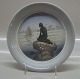 Royal Copenhagen decorated tray 3643 RC Bowl - The Little Mermaid at Langelinie 3 x 24 cm