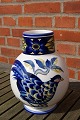 Blue Pheasant China faience porcelain, large plump vases 20.5-21cm