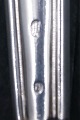 Dobbeltriflet or Old Danish solid silver flatware, Dinner knife with short handle 24.5cm, and with engraved coat of arms at the top of the shaft.