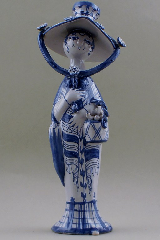 Bjørn Wiinblad unik keramik figur. "Efterår" i blå "Årstiderne" fra 1976. ALLE 4 FIGURER HAVES