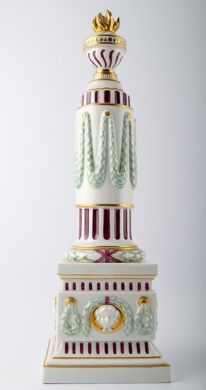 A pair of rare Royal Copenhagen Flora Danica pedestals. 