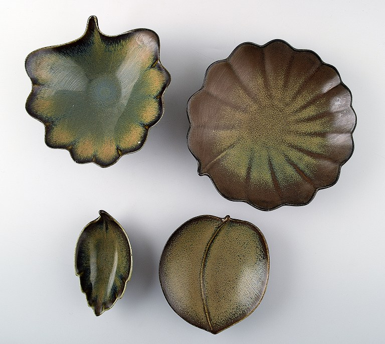 4 Gustavsberg "Löva" keramikskåle.