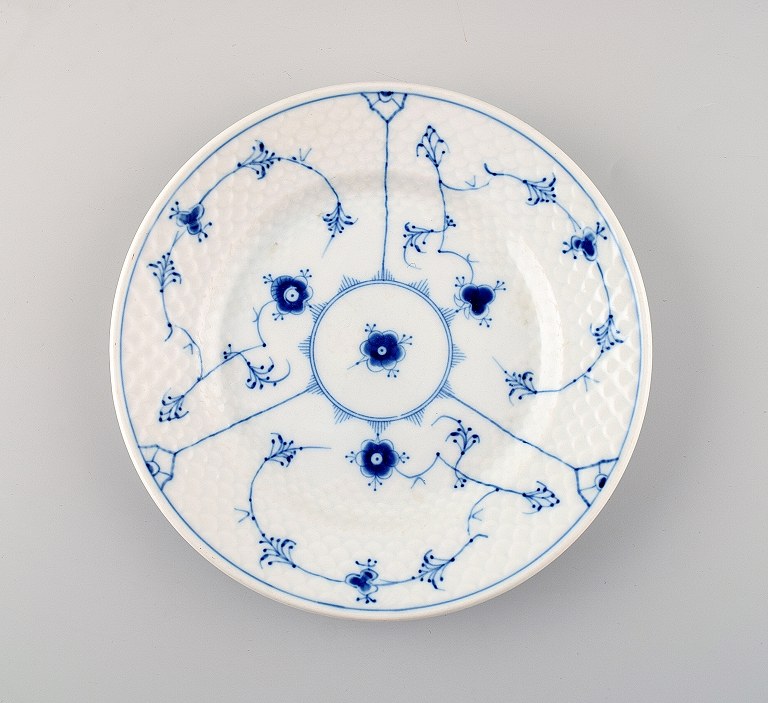 B&G, Bing & Grondahl Hotel / restaurant service, iron porcelain blue fluted lunch plates, number 1007.