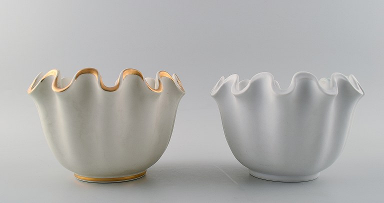 Wilhelm Kage, Gustavsberg studio hand, "Carrara" 2 ceramic vases.