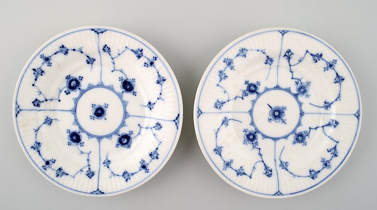 2 antique Royal Copenhagen Blue fluted cake plates.