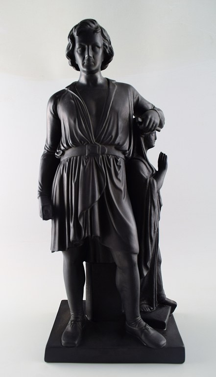 Stor og sjælden L. Hjorth, Thorvaldsen i sort terracotta.