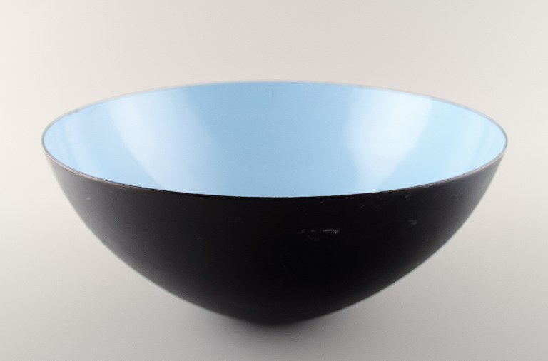 Krenit bowl by Herbert Krenchel. Black metal and turquoise enamel.1970s.