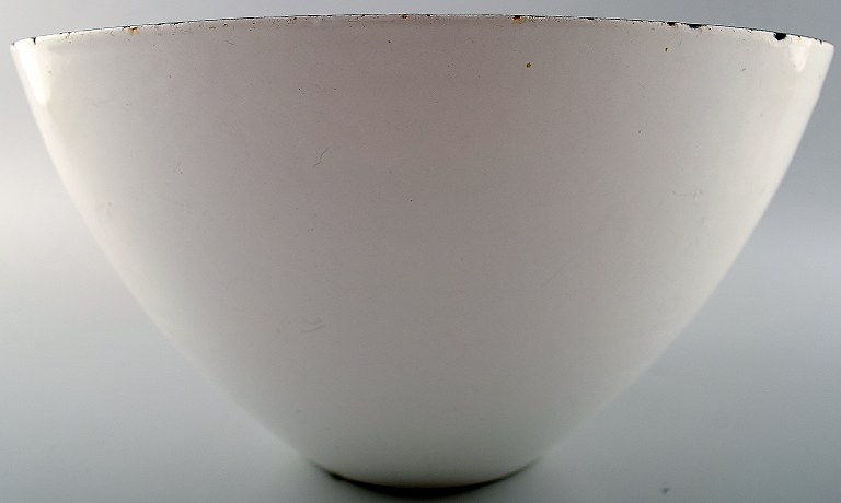 Sjælden stor Krenitskål af Herbert Krenchel. Hvidt metal og hvid emalje. 
