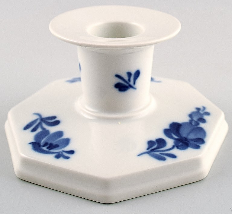 Candlestick, blue flower angular, Royal Copenhagen.