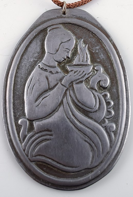 Just Andersen art deco tin sjældent vedhæng/halskæde. 