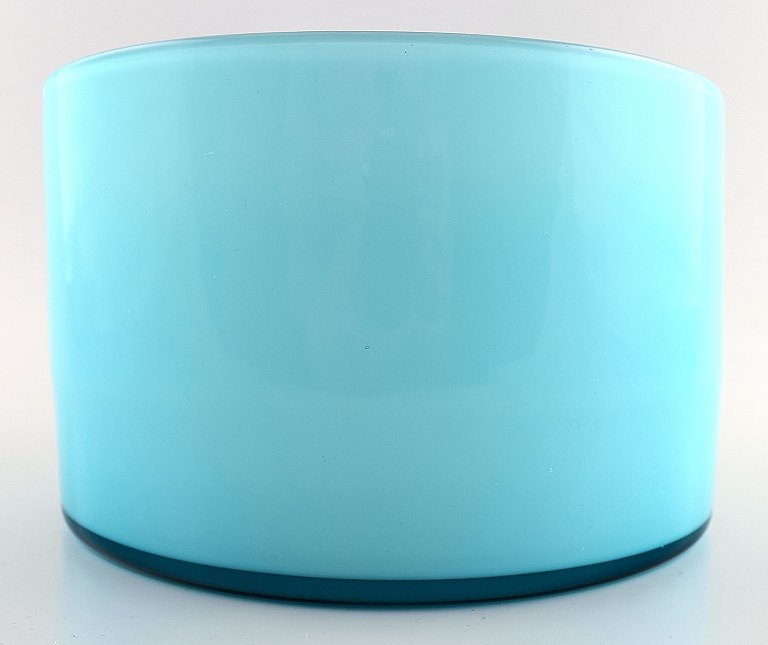 Holmegaard, Denmark, Palet bowl in turquoise andwhite opal glass.