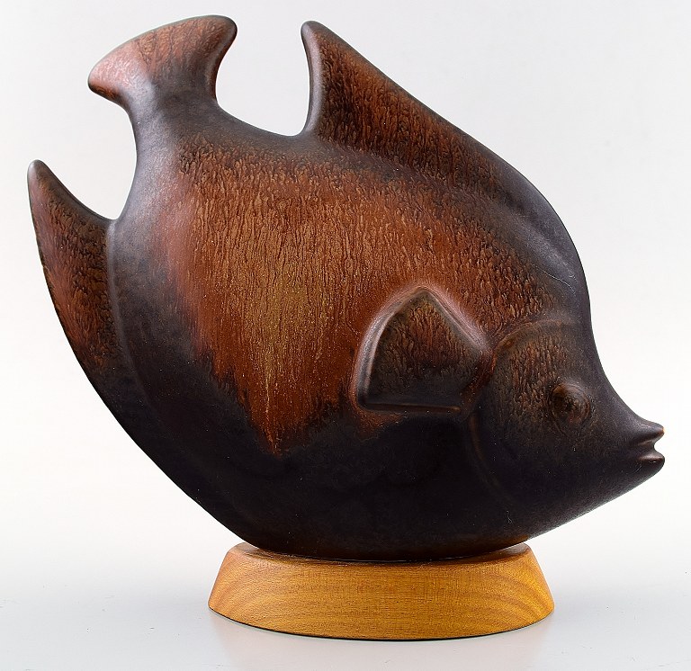 Rörstrand stoneware figure by Gunnar Nylund, fish.