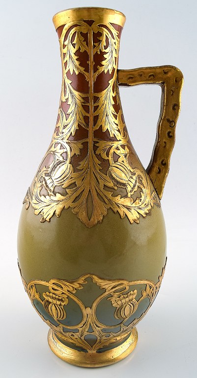 French, Sarreguemines Art Nouveau pitcher in ceramics, app. 1910.