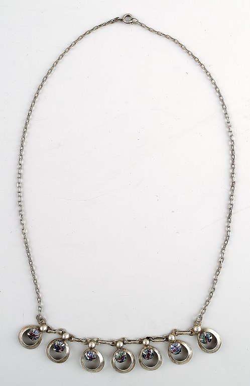 Danish design sterling silver necklace with stones in modern design.