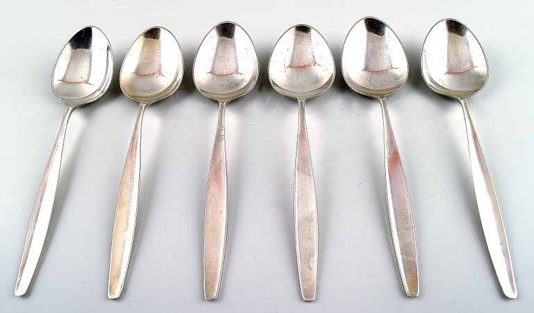 Georg Jensen Sterling Silver Cypress 3 Soup / dessert spoons.