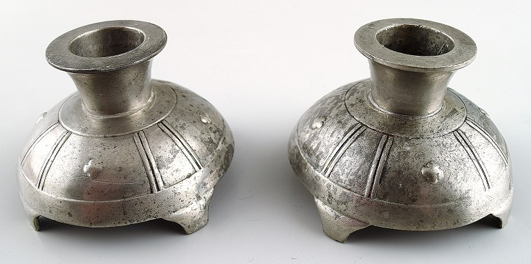Just Andersen art deco pair of pewter candlesticks, number 1038.