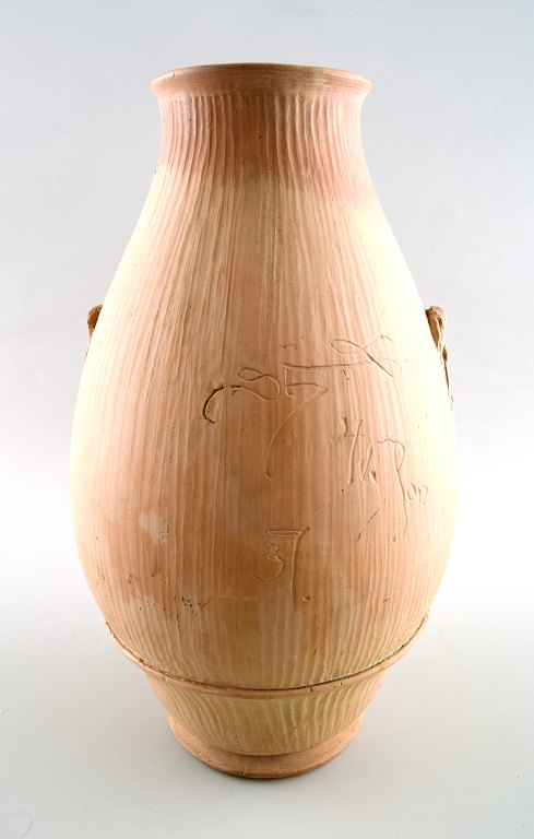 Stor unika Svend Hammershøi for Kähler, HAK, uglaseret lertøjs/stentøjsvase, 1937.