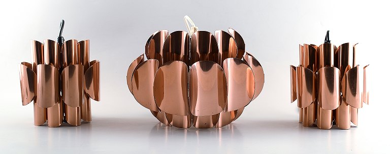 Hans Agne Jakobsson for Markaryd.3 Wall lamps in copper.