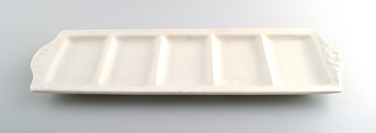 Large Rörstrand "Perl" cabaret dish in white earthenware.